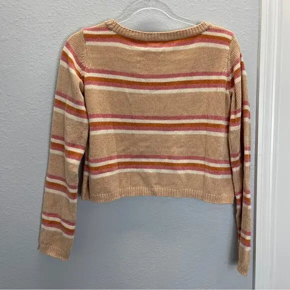 L*SPACE Striped Chenille Sweater Sun Seeker Sweater Snow Lotus Small